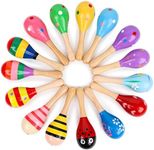 MCPINKY 15PCS Toddler Maracas Toys, Mini Wooden Maracas for Kids Musical Instruments Wooden Shakers Baby Musical Toys Infant Learning Maracas Toys