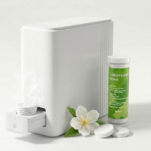 Omnaqiky Hot Towel Dispenser for Face - Auto Hot Face Towel Machine with 20 Compressed Towels, Instant 5s Heating at 131°F Constant Temperature, Voice Prompt for Home Spa & Makeup Removal