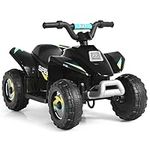 Costzon Kids ATV, 6V Battery Powered Electric Quad, Forward/Reverse Switch, Rear Wheeler Motorized Ride On Mini Vehicle Car for Toddlers Boys Girls, Ride on ATV (Black)