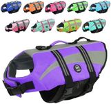 EMUST Dog Life Jacket, Ripstop Large Dog Life Vests Swimsuit for Boating/Swimming/Pool with Double Rescue Handles, Dog Water Vest for Large Dogs,Purple, XXL