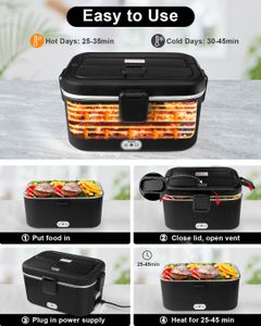 AUTOPkio Electric Lunch Box 1.8L – Portable Food Warmer, Black