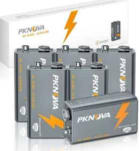 PKNOVA 9V Batteries Alkaline 9 Volt Square Battery for Smoke Detector, Long-Lasting, 6 Count Pack