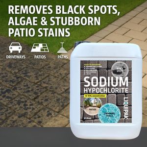 Liquipak Sodium Hypochlorite Patio Cleaner 2x5L – 14-15% Extra Strong Bleach