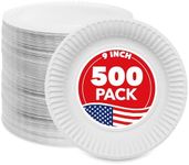 Stock Your Home 9-Inch Paper Plates Uncoated, Everyday Disposable Plates 9" Paper Plate Bulk, White, 500 Count