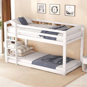 Lit cabane Enfants,lit superposé Enfant antichute,lit Mezzanine pour Enfants et Adolescents,lit Enfant,Cadre en pin Massif,Facile à Monter,90x200cm,Blanc