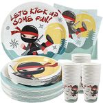 Ninja Birthday Party Supplies (Serves 24) Dinner Plates, Dessert Plates, Cups, Napkins. Karate Baby Shower Decorations for Kids, Boys, Girls and More. Ninja Birthday Party Decorations.