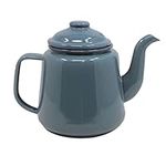 Enamel Teapot with Handle & Lid 14cm, 1.5L Traditional Serving Teapot Coffee Pot Jug Camping, Green (Green)