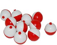 50Pcs Fishing Bobbers Floats,1 inch Hard ABS Bobber for Fishing Snap-on Round Fishing Floats Red and White Fishing Bobbers Bobs Fishing Party Decorations