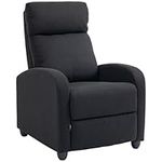 HOMCOM Push Back Recliner Chair, Fabric Home Theater Seating, Single Reclining Sofa Chair with Padded Seat for Living Room, Black