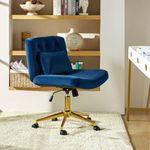 HULALA HOME Ergonomic Office Criss Cross Legged Desk Chair Comfortable Computer Chairs with Adjustable Height & Pillow for Home, NAVY