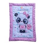 SmallBerry™ Combo Newborn Baby Pom Pom Cotton Bed Godari Set | Cradle Bed, Crib Sheet, Changing Mat, Baby Godadi | Pink Panda-Themed Bedding Set for Cozy Infants