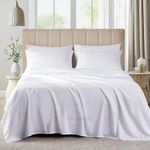 IRA HOME 3-Piece Bamboo Bedsheet Set White – 1 Flat Sheet (102x108 Inch) & 2 Pillowcases (18x28 Inch) | 350 TC | 100% Organic Bamboo | Ultra Soft, Breathable, Cooling, Hypoallergenic Bed Set