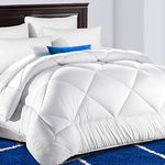 TEKAMON All Season Full Comforter Winter Warm Soft Quilted Down Alternative Duvet Insert with Corner Tabs, Fluffy Reversible Hotel Collection, Snow White, 82 x 86 inches