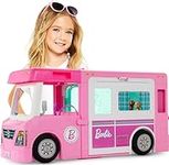 Barbie Camper Playset, 3-in-1 DreamCamper with Pool and 50 Accessories, Transforms into Truck, Boat and House