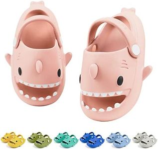 LAKIGE Toddler Shark Cloud Slides | Kids Shower Sandals | Boys Girls Cute Cartoon Fish Flip Flops | Beach Pool Home Slippers Shoes | Quick Dry Non-Slip, Strap - Pink, 6-7 Toddler