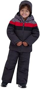 Rothschild Boys' Ski Jacket and Snowbib Snowsuit Set, Stripe Charcoal, 24M
