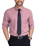 COOFANDY Men's Dress Shirt Classic Fit Button Up Shirts Long Sleeve Stretch Wrinkle-Free Shirt Pink