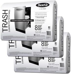 BestAir WMCK133508-3 Heavy Duty Trash Compactor Bags, 16'' D x 9'' W x 17'' H, 24 Count (Pack of 3), Brown