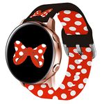 Watch Bands Compatible with Samsung Galaxy Watch 4 3 Classic Band 40mm 44mm 42mm 46mm Galaxy Active 2, Cartoon Mouse Bowknot Print Soft Silicone Wristband Replacement Samsung Galaxy Strap for Women