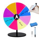 Holiket Spinning Wheel for Prize, 8 Inch 8 Slots Prize Wheel Spinner Dry Erase Casino Games Spin Wheel (Circular Base)