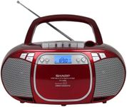 Sharp QT-CD290(RD) Portable CD MP3 Cassette Boombox with AM/FM Stereo and Aux Input, Red