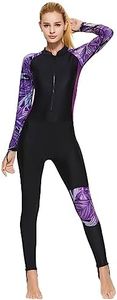 FEOYA Spring Suit Wetsuit Women UV Protection Full Body Swimwear Quick Dry Sunsuit Scuba Rash Guard Diing Suit M Black/Purple