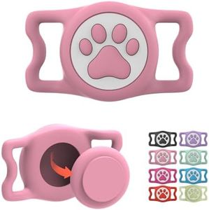 ilFindYou Waterproof Airtag Dog Collar Holder for Apple Air Tag, Silicone Dog Airtag Holder for Dogs & Cat Collars(Pink)