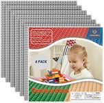 Lekebaby Baseplate 10"x10" Classic Building Board Large Base Plates 100% Compatible with All Major Brands, 6 Pack, Grey