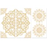 Peacoblue Rub on Transfers for Crafts 3Pcs Mandala Patterns Border 15cmx30cm, UV DTF Waterproof Gold Furniture Transfer for Chest of Drawer Dresser Glass Porcelain Wood Plastic