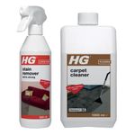 HG Stain Remover Extra Strong, Carpet & Upholstery Stain Spray, Effective Stain Remover For Nearly All Types of Fabrics, 500 ml (Pack of 1) + HG carpet cleaner 1L