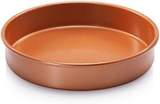 Gotham Steel Round Baking Pan Nonstick Bakeware, Round Cake Pan, – Large 9.5” x 9.5” x 2” Size, Even Heat & Non-Warp Technology, Ultra Nonstick Ceramic Coating, Dishwasher Safe, Brownish