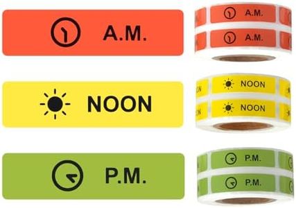 Medicine Stickers Medication Instruction Label Permanent Paper Label AM NOON PM for Pill case Planner 0.4 * 1.6inch (500 per Roll 3 Pack)