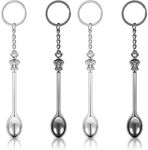 4 Pieces Mini Crown Spoon Keychain 