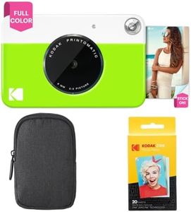 Kodak Printomatic Full-Color Instant Print Camera Starter Bundle + Carrying Case + Zink 20pk Photo Paper - Colorful Photos On 2x3 Sticky-Back Paper - Fun Gift for Birthday Christmas Holiday - Green