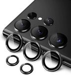 JETech Camera Lens Protector for Samsung Galaxy S23 Ultra 5G 6.8-Inch, 9H Tempered Glass Metal Individual Ring Cover, Easy Installation Tray, HD Clear, 1 Set (Phantom Black)