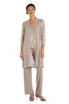 R&M Richards Women's 3 PCE Laced Duster Jacket Shell and Solid Pant, Champagne, 14