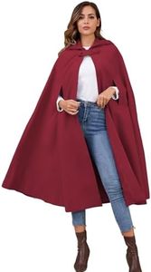 Gihuo Cape Poncho Women's Hooded Maxi Cloak Coat Winter Warm Long Cloak Cosplay Costumes Outerwear (Wine,One Size)