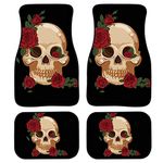 Biyejit Roses Skull Stylish Floor Mat for Car Rubber Anti-slip Carpets Cushion All Weather Heavy Dust Car Floor Mats for Front & Rear-4 Piece Set