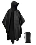 Snowalva Festival Poncho Waterproof Adult Reusable Poncho Waterproof Adult Lightweight Breathable Durable Environmentally Friendly Raincoat with Brim for Outdoor Hiking Camping Cycling Traveling Black