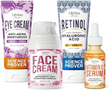 LilyAna Naturals Skincare Gift Set - Retinol Cream, Vitamin C Serum, Eye Cream and Face Cream Moisturizer - Anti Aging Skin Care Sets for Women