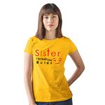 Hangout Hub Women's Round Neck T-shirt Sister Breaks The Rule (Yellow;X-Large (40) ;) Pack of 1 Family T-shirt