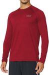 baleaf Men's Long Sleeve Running Shirts Quick Dry Workout Shirts Athletic T-Shirts Lightweight Soft Fishing Tee Tops Dark Red Size XXL