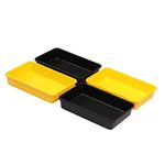 Cutting EDGE Interlocking Drawer Organizer Setof 4, Divider/Separator Black & Yellow Plastic Trays for Flatware, Cutlery & Desk Storage for Household, Kitchen & Office