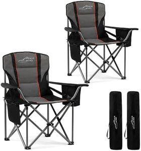 FAIR WIND 2 Pack Oversized Fully Padded Camping Chair with Lumbar Support, Heavy Duty Cooler Bag Fold Chair Support 450 LBS