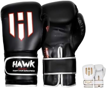 Hawk Sports Black Leather Boxing Gloves Gel Fight Punch Bag MMA Muay Thai Kick UFC