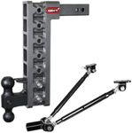 GEN-Y Hitch Tow Hitch for 2" Receiver - 15" Drop/Rise with 7 Adjustable Positions, Includes Dual Ball Mount, Pintle Lock and Stabilizer Kit, 16,000 lbs Towing Capacity, 2,000 lbs Tongue Weight
