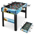 COSTWAY Football Table, 2 in 1 Tabletop & Freestanding Foosball Table with Detachable Leg, Ergonomic Handle, 2 Balls, Soccer Arcade Game for Adults, Kids, Indoor Room Sport