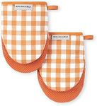 KitchenAid Gingham Mini Oven Mitt 2-Pack Set, Honey, 5.5"x8"