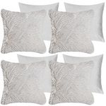 Sienna Filled Cushion Covers 45 x 45 Cushion Inner, Living Room Bed Sofa Cushion Pads Covers Bedroom Decorative Luxury Home Cushions with Covers Fluffy Shaggy, Silver Pack of 4