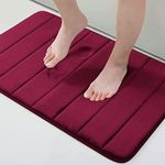 Buganda Memory Foam Bath Mat Rug, Ultra Soft and Non-Slip Bathroom Rugs, Water Absorbent and Machine Washable Bath Rug for Bathroom, Shower, and Tub, 24" x 17", Burgundy